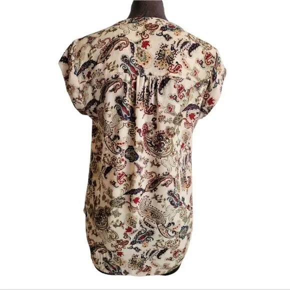 EC DANIEL RAINN PAISLEY CAP SLEEVE BLOUSE SZ. M - Picture 2 of 5